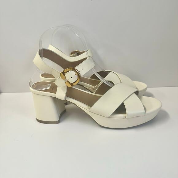 Aerosoles Cosmos Crisscross Platform Sandal in Eggshell Size 9.5 Block Heel - Picture 7 of 16